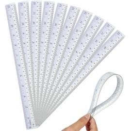 Aconnet 36 Pack Clear Flexible Ruler 12 Inch Plastic Bendable Ruler 12 in/ 30cm Shatter Resistant Straight Flexible Clear Rulers with Inches and Centimeters for Student Teacher School Office Home Use