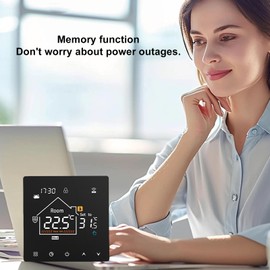 Luocute Smart Thermostat Touch Screen Programmable Temperature Control for Electric Heating Gas Boiler Save Energy, Touchscreen LCD Display Water Heating Boiler (Without WiFi)