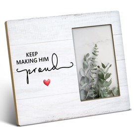 NGAEAK Memorial Gifts for Loss of Dad, Keep Making Him Proud Wood Picture Frame Keepsake Sympathy Gifts for Loss of Loved One, Bereavement Gift Idea, Display Photo 4 X 6 Inch