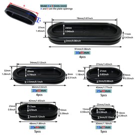LUORNG 23PCS Firewall Hole Plug Wire Gasket Oval Gasket Black Environmentally Friendly Double Sided Long Waisted Dustproof Rubber Ring for Wire Plug Car and Pipe