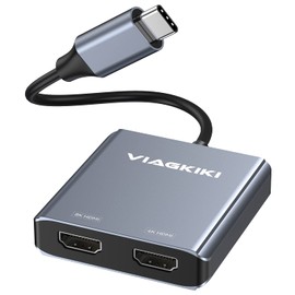 Viagkiki USB C to Dual HDMI Adapter 8K, Dual HDMI Monitor Adapter, Supports Single 8K@30Hz or Dual 4K@60Hz Compatible with MacBook Pro/Air, Dell XPS 13/15, Lenovo Yoga etc