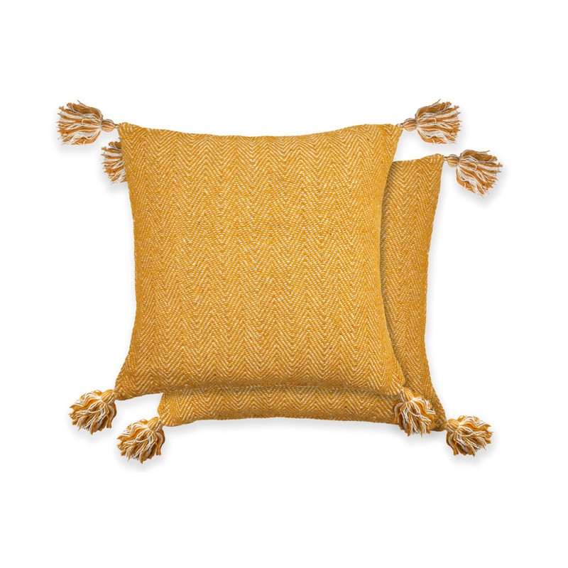 Emma Barclay Herringbone - Recycled Cotton Cushion Cover (Ochre Yellow)