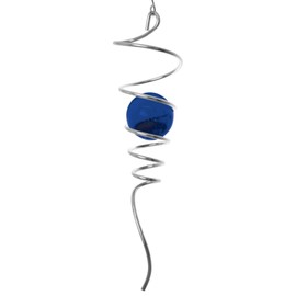 CIM Metal Wind Chime Spiral Tail Blue Dimensions: 7.5 x 28 cm Ball Diameter 5 cm with Ball Bearing Swivel, Hook, 1 m Nylon Cord and Glass Ball