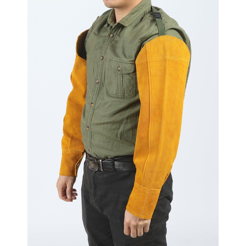 Leather Welding Sleeves with Adjustable Shoulder Strap, Heat & Flame