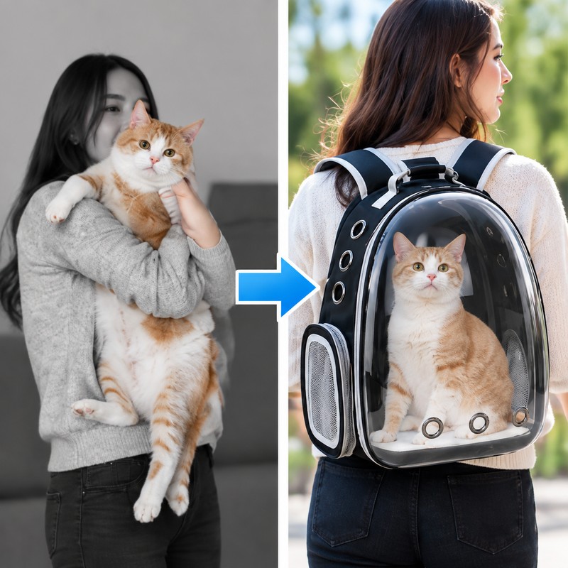 Transparent Pet Backpack Carrier for Cats & Small Dogs, Ventilated