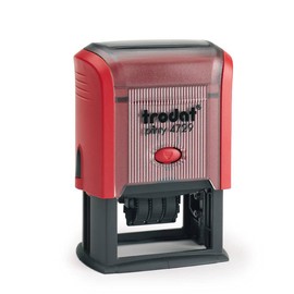 Stamp Trodat Printy 4729 Date Stamp with Text (50 x 30 mm), for 4 Lines and Date, German Days of the Week, in Various Colours, Design Online (Red)