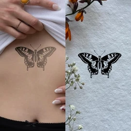 Inkster Tattoo Butterfly Blackwork | Improved Quality | Skin-Friendly & EU Cosmetic Certified | High-Quality Temporary Tattoos Made from Plant Ingredients | Waterproof