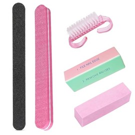 Juego profesional de limas y pulidores de uñas, 5 piezas de herramientas para el cuidado de las uñas con limas, bloques pulidores, cepillo para uñas, 