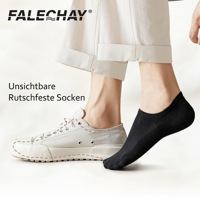 Falechay Unisex Trainer Socks, Invisible, 10 Pairs - 47-50