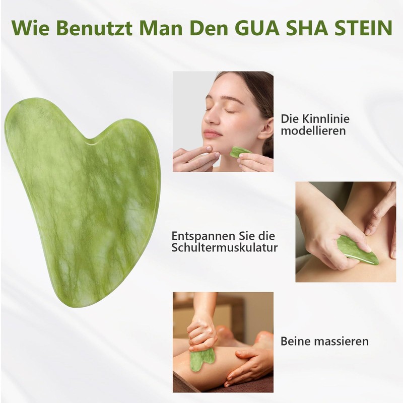 GUGUG Gua Sha Stone and Face Jade Roller Set for