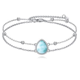 POPLYKE Larimar/Labradorite Bracelet for Women, Sterling Silver Teardrop/Oval Bracelet, Jewellery for Women, Sterling Silver, No gemstone