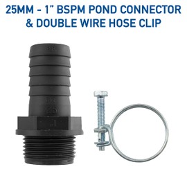 Pond Pump/Filter/Fountain Fitting 25mm Barb-1" bspm Corrugated Pipe Connector 1" BSP = 33.3MM Across The Thread