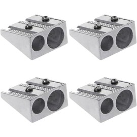 Makeup Pencil Sharpen, 4Pcs Manual Double Hole Pencil Sharpener 2-Hole Metal Pencil Sharpeners for Colored Graphite Pencils, Crayon Sharpener, Home School Office,Metal Pencil Sharpeners