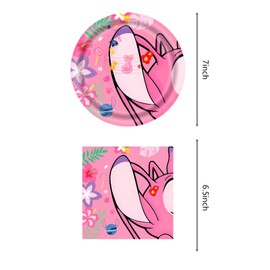 Pink Cartoon Animation Luau Birthday Party Supplies, include 20 Plates and 20 Napkins, Pink Cartoon Animation Birthday Party Decorations