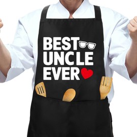 QONCV Uncle Fathers Day Gift, Uncle Gifts Bbq Kitchen Cooking Chef Apron Fathers Day Birthday Christmas Valentines Day Presents Ideas from Nephew