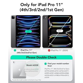 ESR ESR for iPad Pro 11 Inch Case (2022/2021/2020/2018, 4th/3rd/2nd/1st Generation), Removable Magnetic Cover, Adjustable Portrait/Landscape Stand with Raised Display View, 9 Standing Angles, Blue