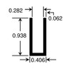 Outwater Satin Finish 9/32'' Inside Dimension Aluminum U-Channel 36'' Length