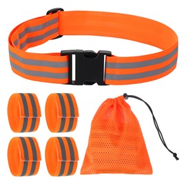 PATIKIL High Visibility Reflective Bands for Wrist Arm Ankle Leg, Adjustable Reflective PT Belt with 4Pcs Armbands & Storage Bag for Women Men Night Running Walking Cycling, Orange
