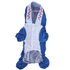 Dog Cute Raincoat Hooded Cloak Rain Jacket Cover Waterproof Polyester Pet Wearing ClothingBlue L