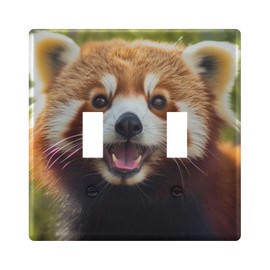 Hezely Red Panda Toggle Light Switch Wall Plate Cover, Electrical Outlet Covers, Decorative Wall Plate with Screws (2 Gang Wall Plate)