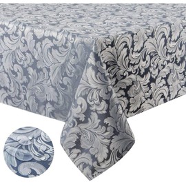 Tektrum Heavy Duty 60 X 102 inch Rectangular Damask Jacquard Tablecloth Table Cover - Waterproof/Spill Proof/Stain Resistant/Wrinkle Free - Great for Banquet, Parties, Dinner, Wedding (Stone Blue)