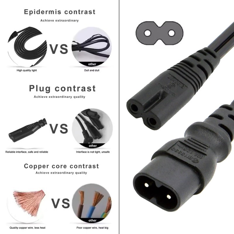 CY Cord IEC60320 C8 Plug to C7 Receptacle Male to