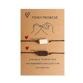 Long Distance Bracelets for Couples Friendship Best Friend Bracelets for 2,Boyfriend Girlfriend Relationship Bracelet Pinky Promise Matching Adjustable Ankle Bracelet for Women Men (Volcanic stone)