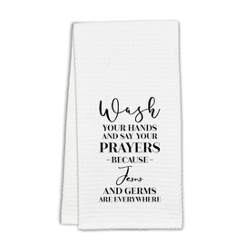 Yhtmbf 16" x 24" Home Bath Dish Hand Towel - Wash Your Hands and Say Your Prayers - Funny Bathroom Kitchen Home Decoration Towel - Housewarming Gifts Supplies- A05