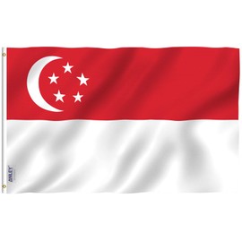 Anley Fly Breeze 3x5 Feet Singapore Flag - Vivid Color and Fade Proof - Canvas Header and Double Stitched - Singaporean Flags Polyester with Brass Grommets 3 X 5 FT
