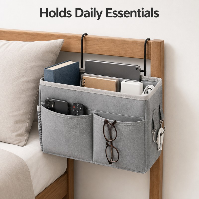 Bedside Hanging Storage Rack for Dorm & Bedroom - Space-Saving