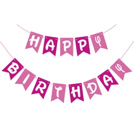Hot Pink Happy Birthday Banner Signs for Girls Princess Birthday Party Decorations(Pink)