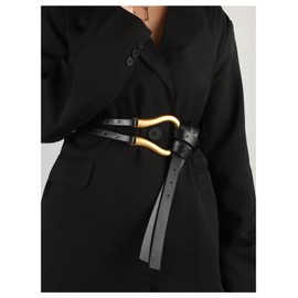 GORGLITTER Women's Renaissance Belt Wrap Belts Pirate Viking Belt with Ring Black One-Size