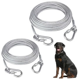 2pzs Correa para Perro, 4,6m + 3m, 5mm de Espesor, Cadena para Perro de Acero Inoxidable para Perros Pequeños y Grandes, para Patios y Camping, Resistencia a Tracción Máxima: 130kg