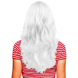 Hatstar Hatstar Sexy Damen Langhaar Perücke | Frauen Wig lockig - gewellt | Accessoire für Fasching, Karneval und Motto Party (weiss)