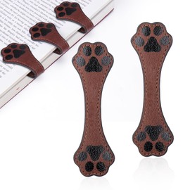 Mity rain Magnetic Bookmarks, Leather Magnetic Bookmarks for Women, Dog Paw Vintage Magnetic Book Mark Clip Gift for Book Lover Readers Men Women Teachers Students, Book Accessories (2)