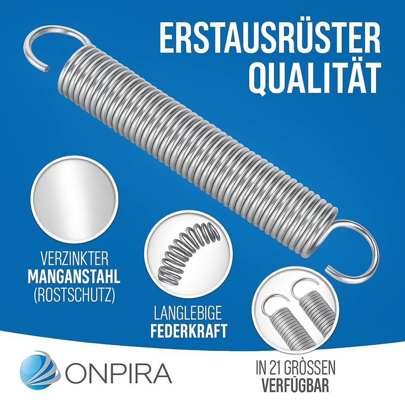 Onpira 2x Universal Garage Door Spring in 21 Sizes Galvanised