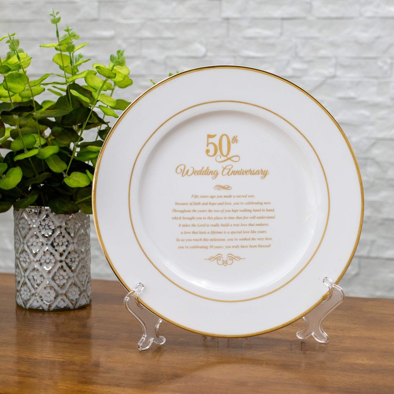 Dicksons Gold Tone 50th Wedding Anniversary 12.5 x 12.5 Porcelain