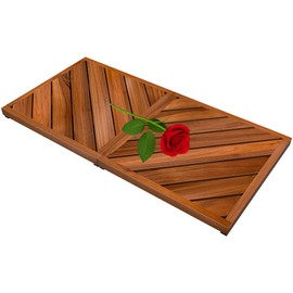 Teak Wood Bath Mat for Bathroom - Anti Slip Square Shower Mat Wooden Floor Mats for Outside Inside Shower Bathtub Luxury Spa Home or Outdoor