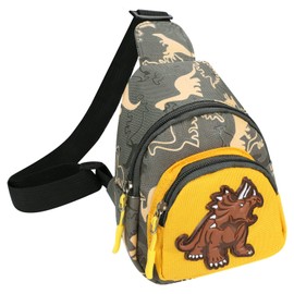 Kids Dinosaurs Fanny Pack Cute Cartoon Waist Bag Canvas Chest Crossbody Bumbag Toddlers Animal Sling Pack Shoulder Bags Adjustable Messenger Bag Lightweight Hip Pouch Bags for Teens Boys Girls