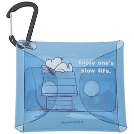Snoopy Earbud Pouch, Small Storage Case, Mini Wired/Wireless Storage, Air Pods/Pro, Clear Multi Case, SS Size, Carabiner Included, Blue (SPC-1166)