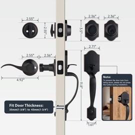 Gaurqiah Double Front Door Handleset with Deadbolt – Oil-Rubbed Bronze Classic Entry Handle Set with Dummy, Reversible Lever, Zinc Alloy, Exterior Lock Set