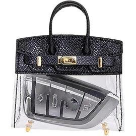 MoCulot Mini Creative Handbag Design Car Keys, Exquisite Transparent Small Handbag with Key Case Buckle Universal (A-Black)