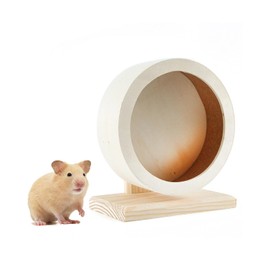 Bonheur Hamster, Turner, Silent Wheel, Wooden, Silent, Natural Pine Wood, Small Animals, Silent Wheel, Running, Eliminates Lack of Exercise, Hamster Toy (Pine Wood, Medium Size)