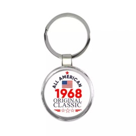 1968 Birthday : Gift Keychain All American Original Classic Flag Patriotic Age