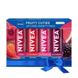 NIVEA Lip Care Fruit Lip Balm Variety Pack Tinted Lip Balm 0.17 Oz Pack of 4