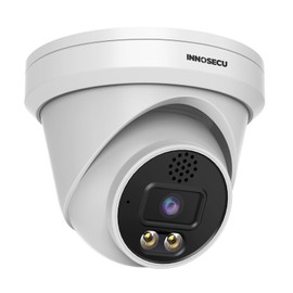 INNOSECU 5MP Turret PoE IP Camera with Microphone, Smart Dual Light Camera PoE with Full Color Nightvision 98ft, 2.8mm Lens FOV110°, Built-in MicroSD Card Slot (not Included), IND5GD97S(White)