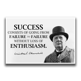 JSC386 Winston Churchill Success Classroom Poster | 18-Inches by 12-Inches | Premium 100lb Gloss Poster Paper