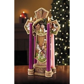 Religious Supply 13.5" Nativity Cross Advent Wreath