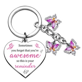 OZUEMUL Butterfly Keychain Encouragement Gifts for Women Sometimes You Forget Your Awesome Gifts Butterfly Accessories for Women Inspirational Quotes