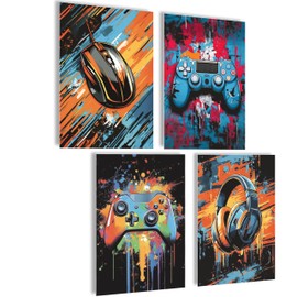 mojoliving Gaming Room Decoration Pictures Poster Wall for Gamers Teenagers' Room Set with Neon Sign Motifs Cool Gifts for Gamers Pictures Wall Neon Wall Picture